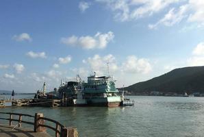 Fishing boats in the sea, very beautiful. photo