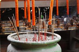 Incense sticks at incense pot photo