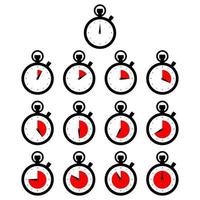 Black circle chronometer timer counting ticking set icon vector illustration