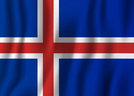 Iceland realistic waving flag vector illustration. National country background symbol. Independence day