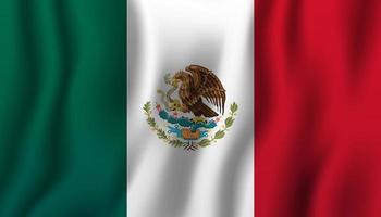 Ilustración de vector de bandera ondeante realista de México. símbolo de fondo del país nacional. día de la Independencia
