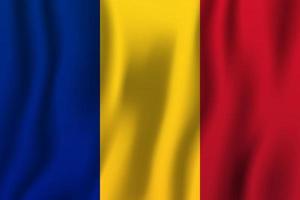 Ilustración de vector de bandera ondeante realista de rumania. símbolo de fondo del país nacional. día de la Independencia