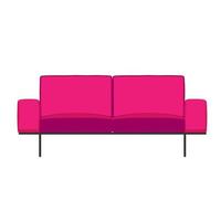 Pink sofa interior front view isolated on white vector illustration