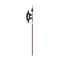 Vector poleaxe weapon medieval illustration icon isolated symbol ancient history. Military battle axe blade knight