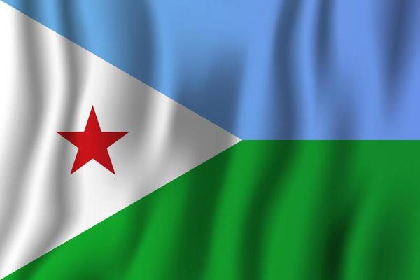 Djibouti realistic waving flag vector illustration. National country background symbol. Independence day