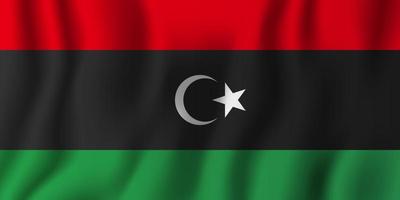 Libya realistic waving flag vector illustration. National country background symbol. Independence day