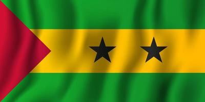 Sao Tome and Principe realistic waving flag vector illustration. National country background symbol. Independence day