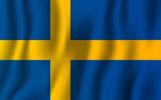 Ilustración de vector de bandera ondeante realista de suecia. símbolo de fondo del país nacional. día de la Independencia