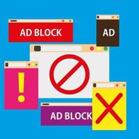 Ad block popup illustration symbol color. Promotion advertisement isolated screen commercial style. Offer display frame background. Flat square template vector website graphic. Concept layout banner