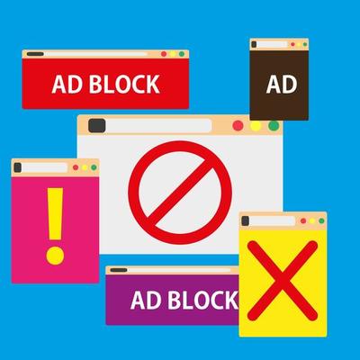 Ad block popup illustration symbol color. Promotion advertisement isolated screen commercial style. Offer display frame background. Flat square template vector website graphic. Concept layout banner