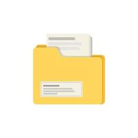 Yellow color folder with files icon vector flat illustration design. Isolated on white white background