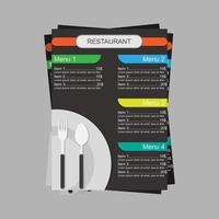 Resturant menu with cutlery flat vector concept illustration design template