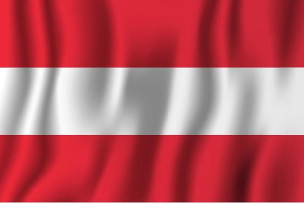 Austria realistic waving flag vector illustration. National country background symbol. Independence day