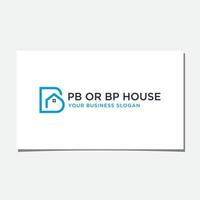 PB OR BP HOUSE LOGO DESIGN VECTOR