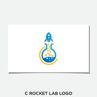 c vector de diseño de logotipo de cohete y laboratorio