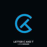 CT INITIAL LOGO DESIGN VECTOR
