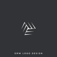 rotación del cubo del logotipo e, w, m o emw vector