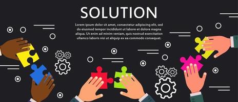Solution business concept communication technology vector icon. Success idea work sign. Person management puzzle strategy set. Creative marketing inspiration office graphic connection. Company problem