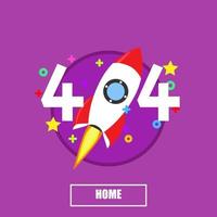 404 rocket error page background text. Found service information website graphic banner isolated. Oops not repair web vector wrong broken problem. Simple flat  concept failure cartoon warning message