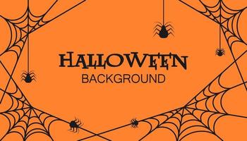 Halloween celebration orange background art. Invitation greeting card with web and spider vector. vector