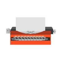 Typewriter old, vintage vector writer illustration. Retro type paper isolated. Letter machine design icon.