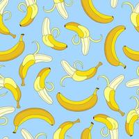 banana vector seamless pattern on a colored background. fruity sweet pattern