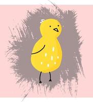 cute simple yellow chick isolated vector hand drawing on texture background