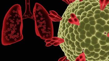 Covid-19-Virus mutiert oder entwickelt einen Stamm. dringen Sie in den Körperkopf in die Lunge ein und greifen Sie die Lunge und das Atmungssystem an. 3D-Rendering-Coronavirus-Konzept. Mutation von Alpha-Delta und Epsilon-Omicron video