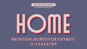 Home 3D Editable Text Effect with Retro and Vintage Style vector