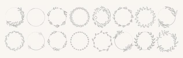 Conjunto de borde vectorial dibujado a mano con flores de boda. vector
