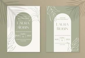 fondo de tarjeta de invitación de boda de arco de lujo con hojas y ramitas botánicas. diseño de vector de fondo de arte floral abstracto para boda y plantilla de portada vip.