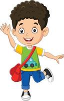 Happy school boy waving hand vector