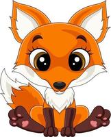 Cartoon cute little fox sitting vector