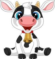 Cute baby cow cartoon sitting vector