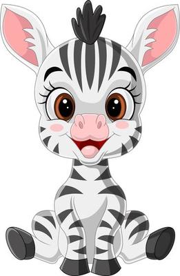 Cartoon cute baby zebra sitting
