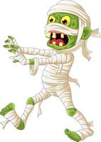 Cartoon scary halloween mummy walking vector