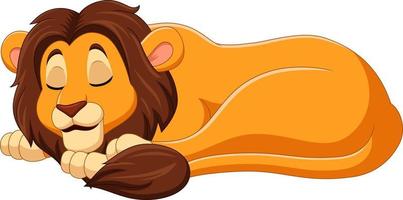 Cartoon lion sleeping on white background vector