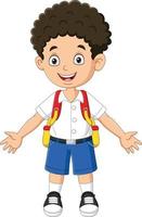 niño de escuela feliz de dibujos animados en uniforme