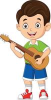 niño pequeño de dibujos animados tocando una guitarra vector