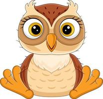 Cute little owl cartoon sitting vector