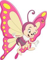 Cartoon funny butterfly on white background vector