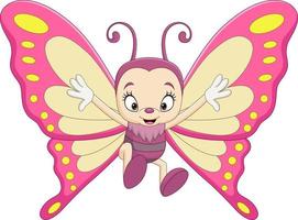 Cartoon funny butterfly on white background vector