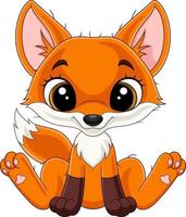 Cartoon happy little fox sitting vector