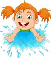 Cartoon little girl playing a water vector