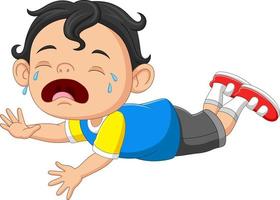 Cartoon little baby boy crying with open mouth vector