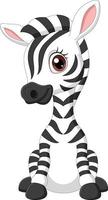 Cartoon funny baby zebra sitting vector