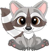 Cartoon cute baby raccoon sitting vector