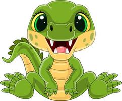 Cartoon cute baby crocodile sitting vector