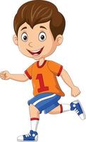 Cartoon happy little boy running vector