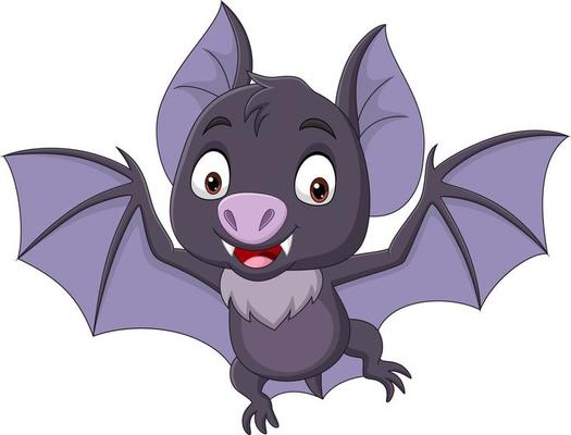 Cartoon bat flying isolated on white background